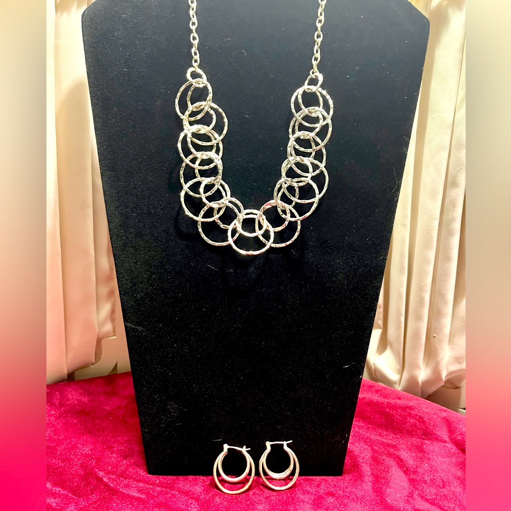 Necklace And Earrings SilverTone